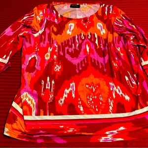 Pre-Owned Multicolor Bob Mackie Wearable Art Patterned 3/4 Sleeve Tunic Top